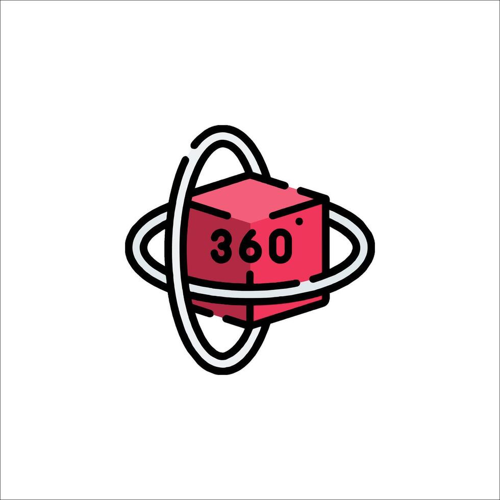 A red and black cube with the word 360 on it vector
