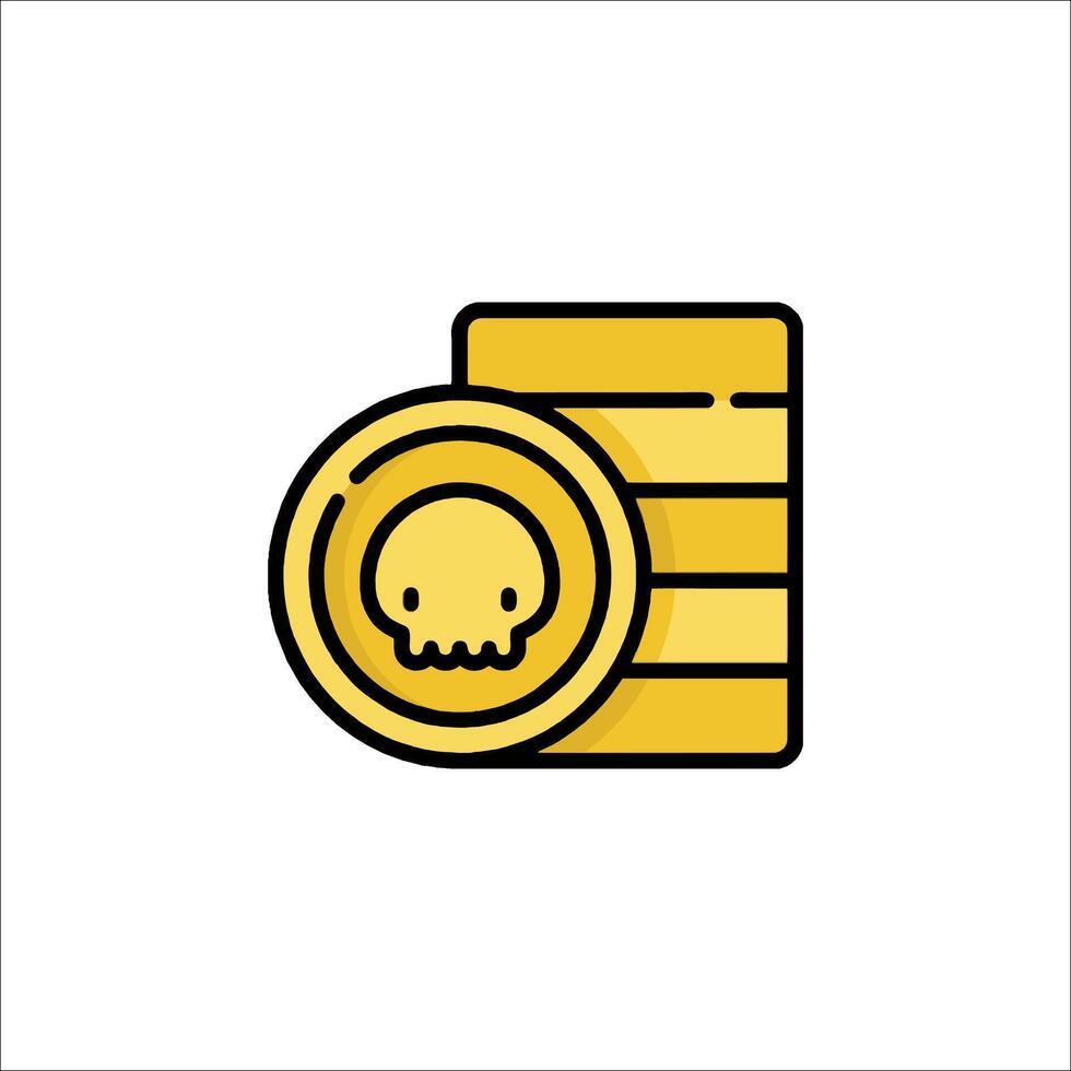 A skull and a coin icon vector