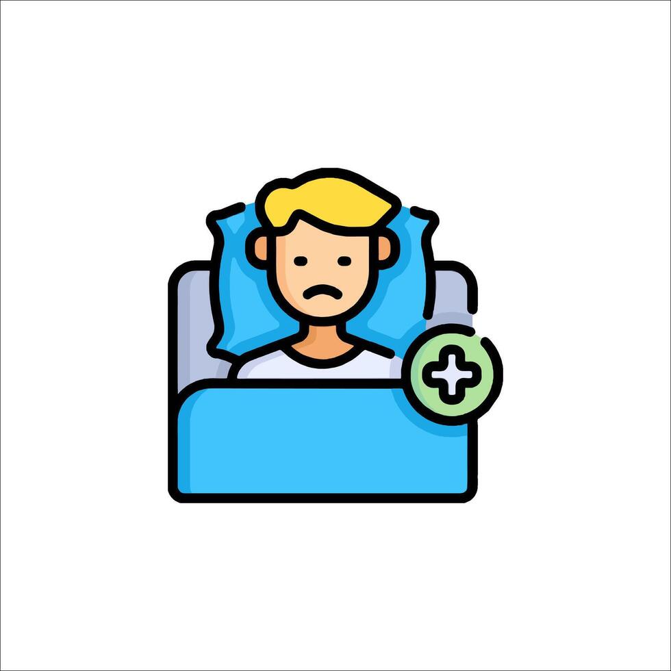 A man in bed with a plus sign on it vector