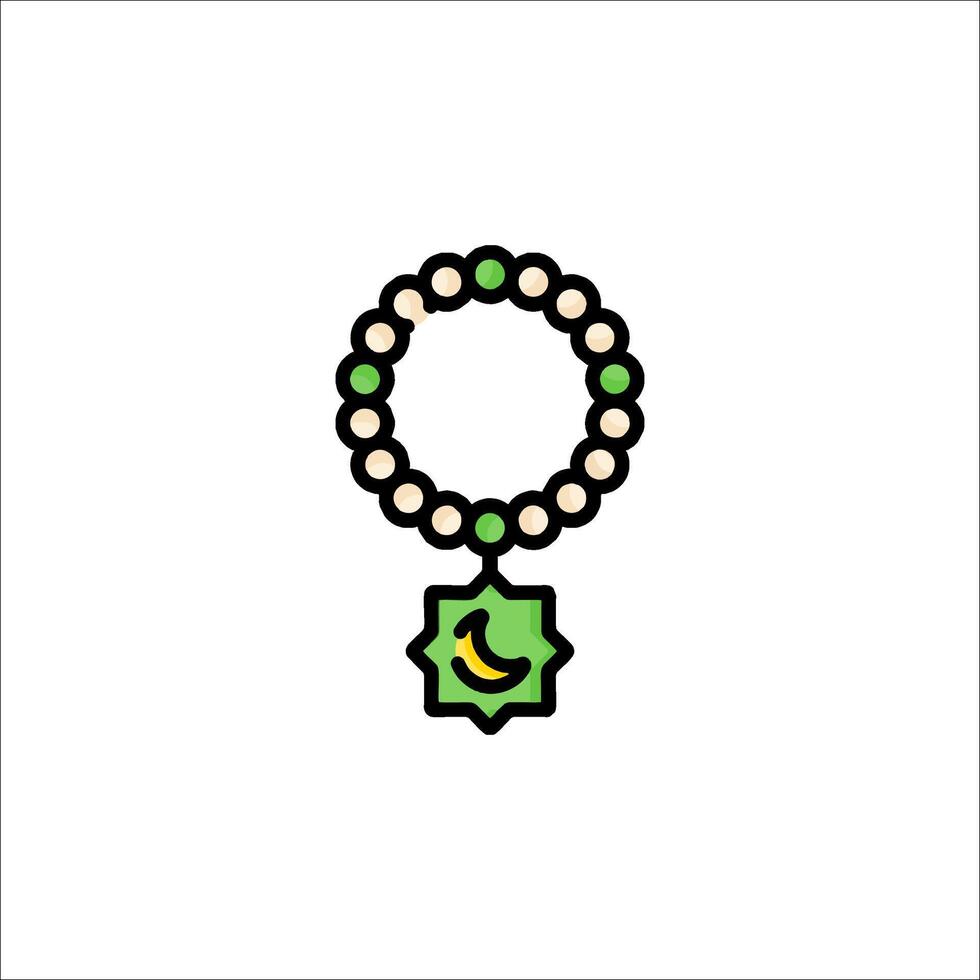 A green and white bracelet with a crescent and moon vector