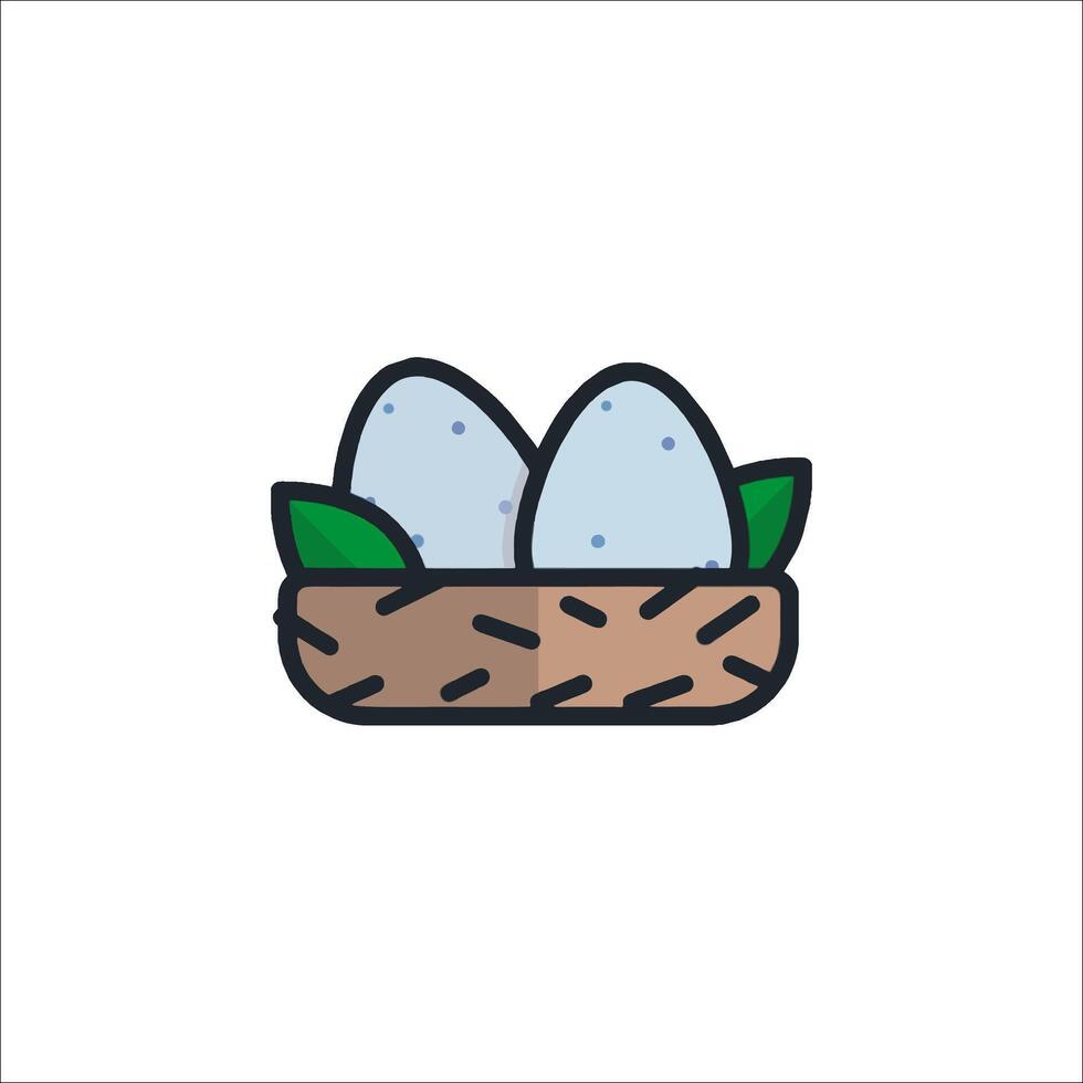 A bird's nest with two eggs in it vector