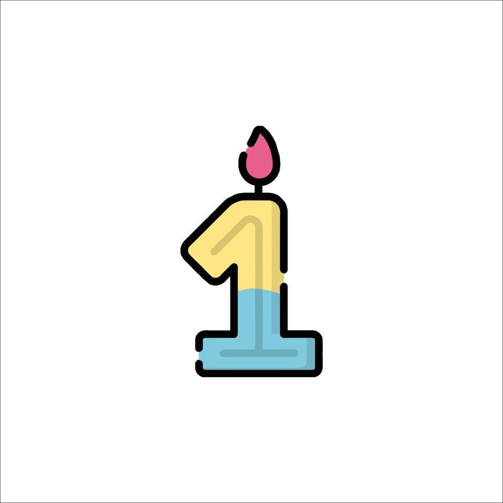 A birthday candle with the number one on it vector