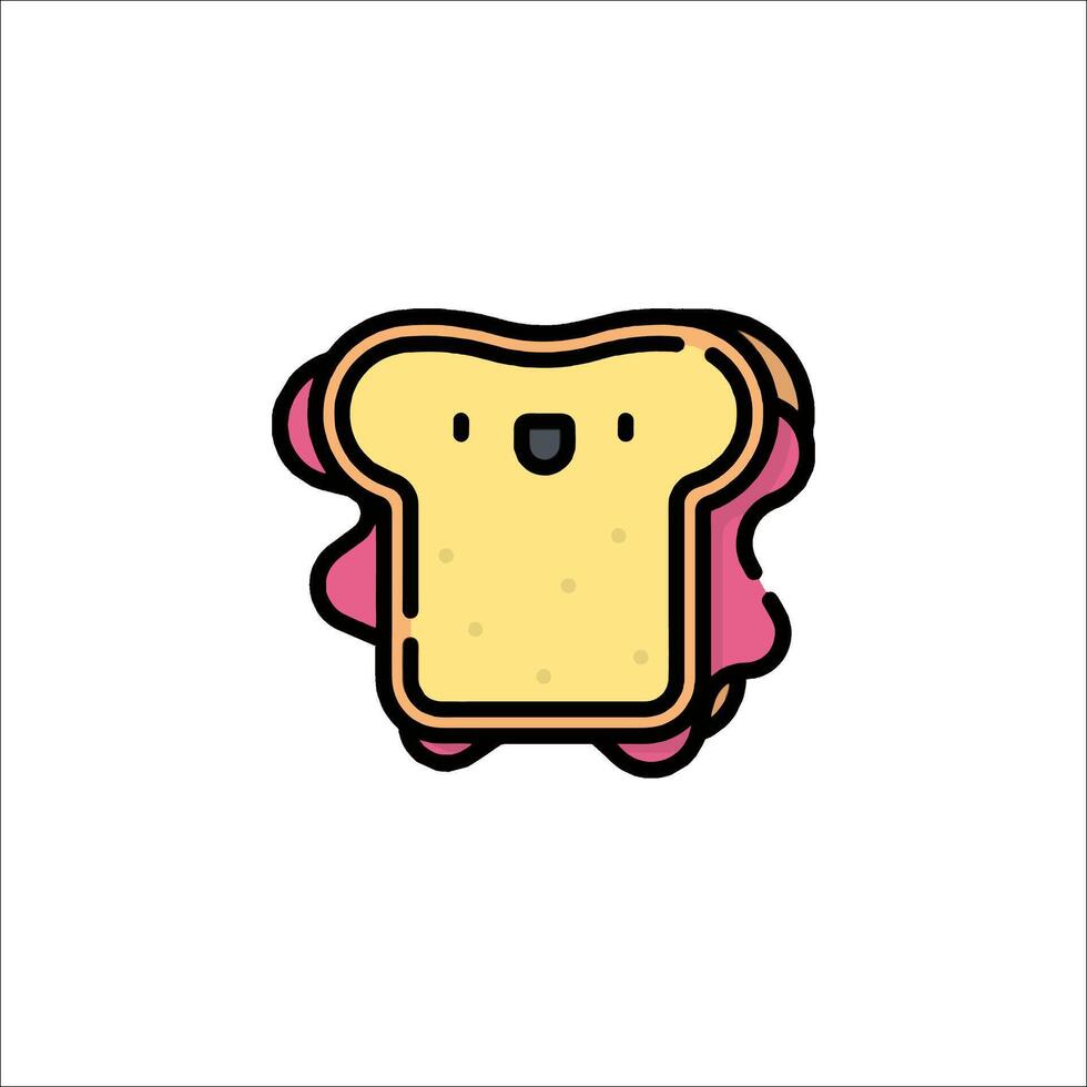 A cartoon toast with a pink face vector