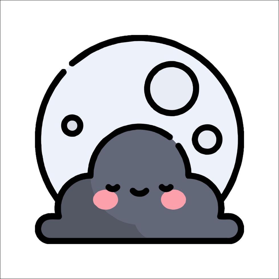 A cartoon cloud with a moon in the background vector