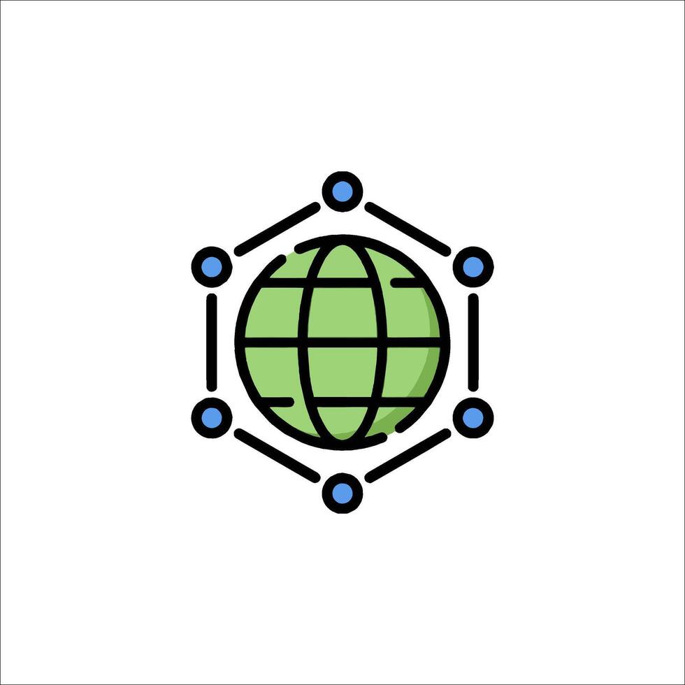A globe with a network around it vector