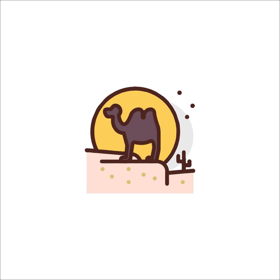 A camel is standing on a hill in the desert vector