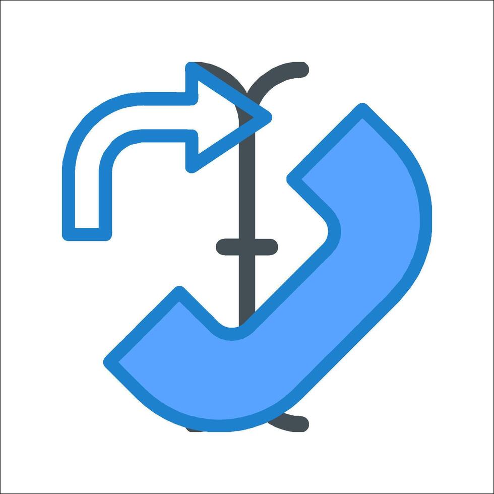 A blue arrow pointing to a phone vector