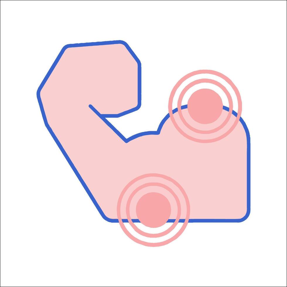 A pink and blue icon of a muscle vector