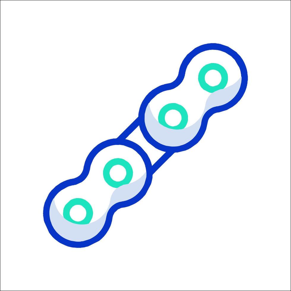 A blue and green line icon of a chain vector