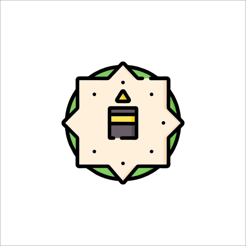 A yellow and green icon with a candle in it vector