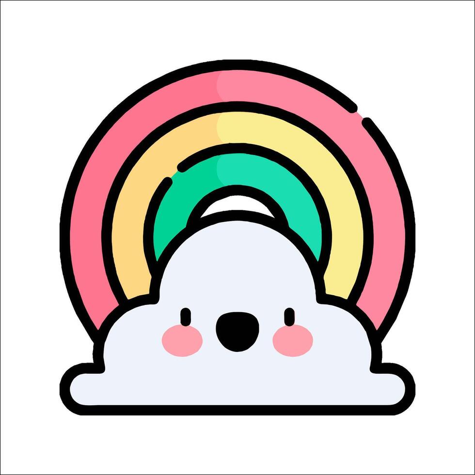 A cartoon cloud with a rainbow in the background vector