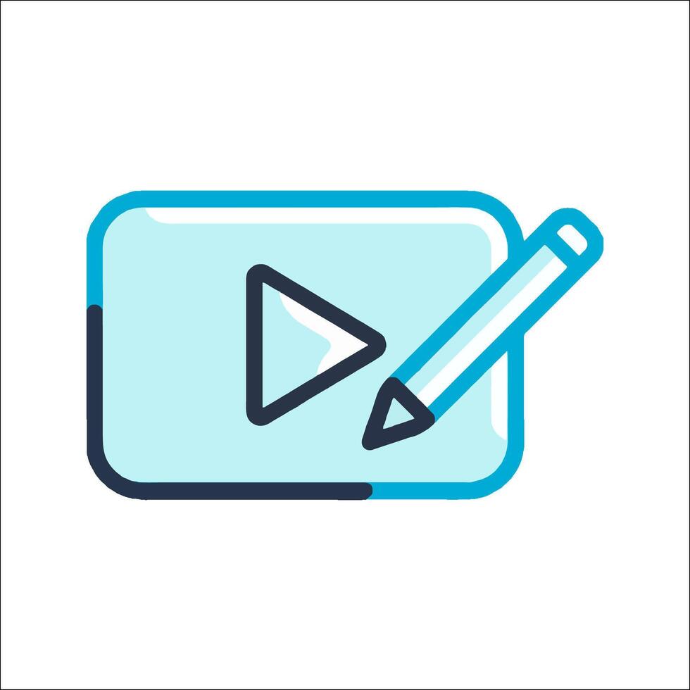 player icon with a pencil and a play button vector
