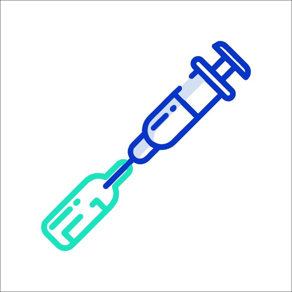 A syringe with a needle and a bottle vector