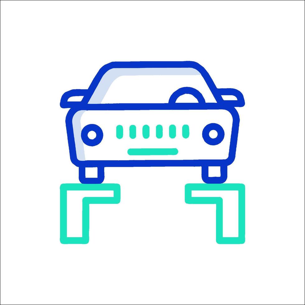 Car on ramp line icon vector