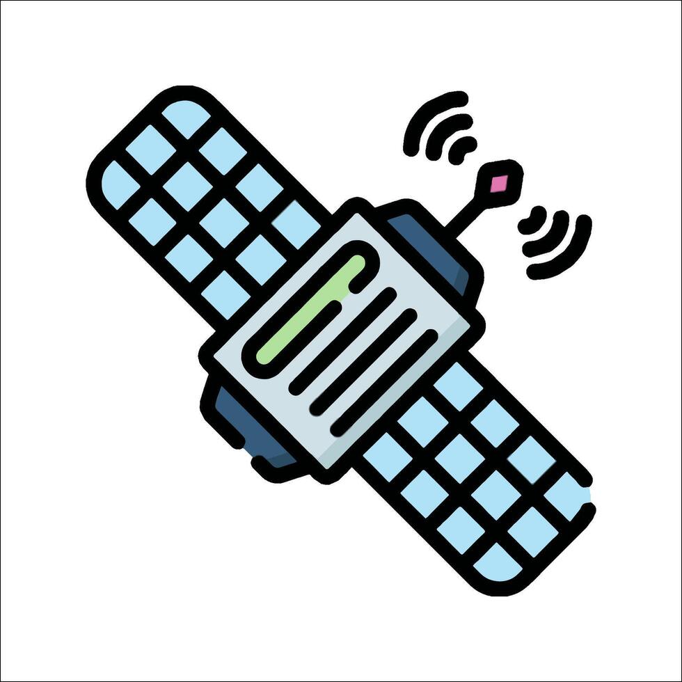 A satellite with a radio antenna on it vector