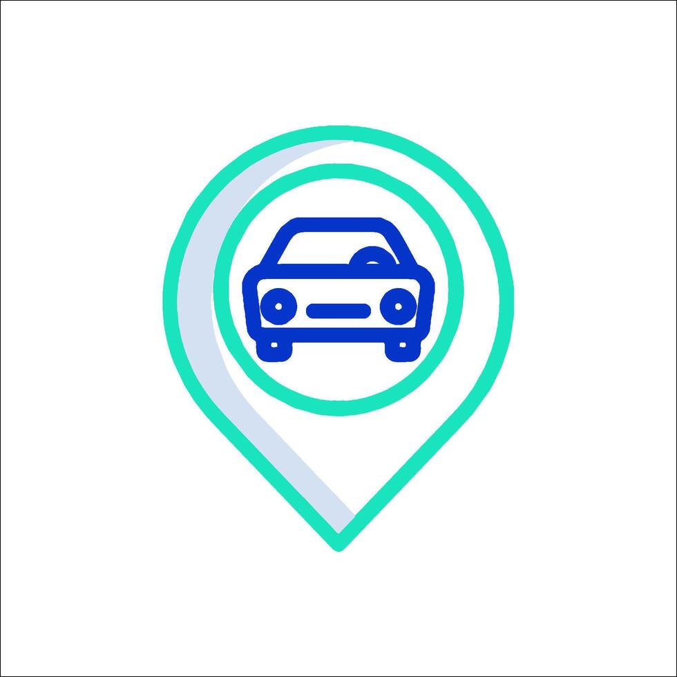 Car icon on a map pointer vector