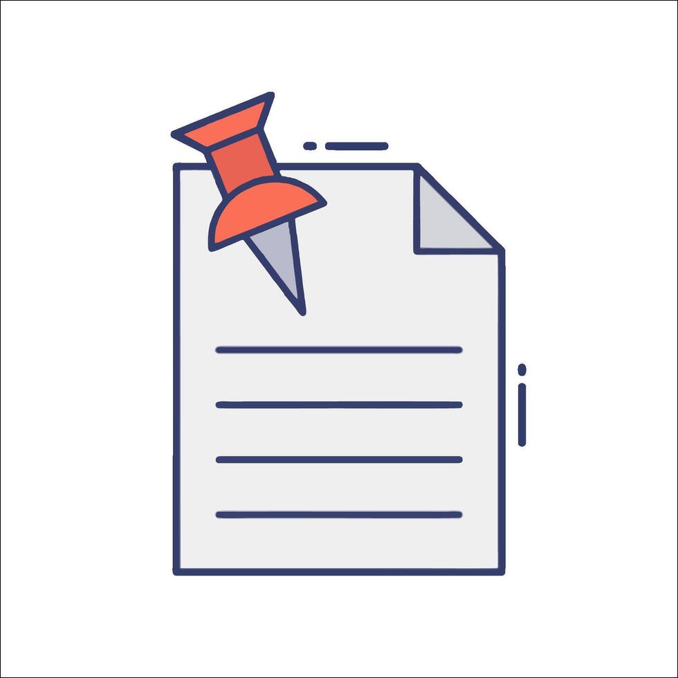 A paper document with a pin on it vector