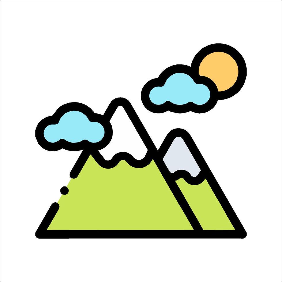 A mountain landscape with clouds and sun vector
