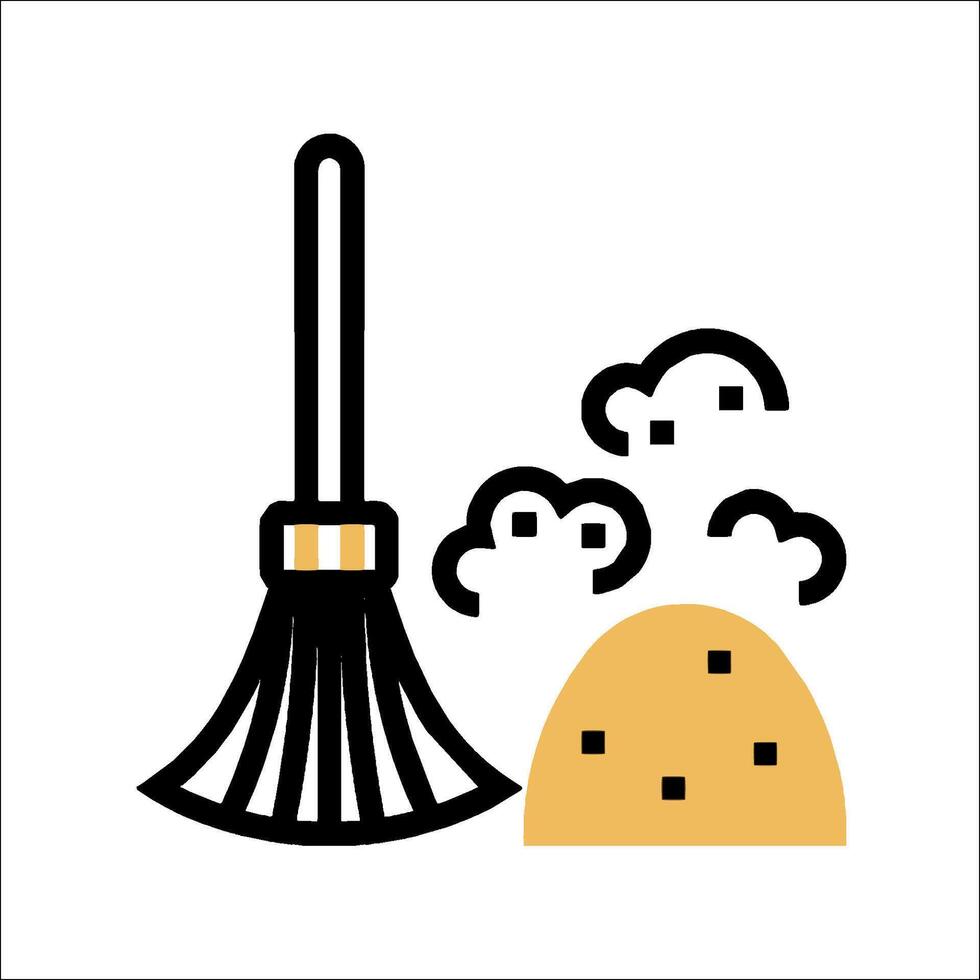A broom and a dust pan icon on a white background vector