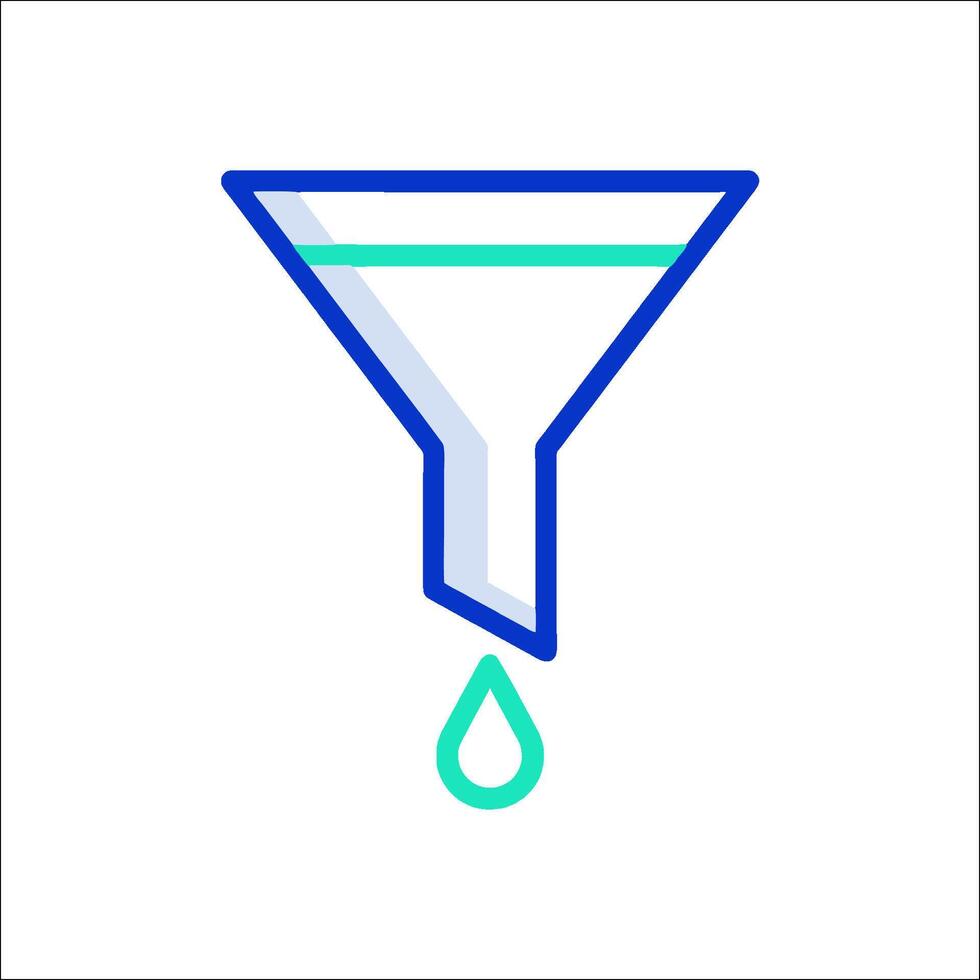 A funnel with a drop of liquid in it vector