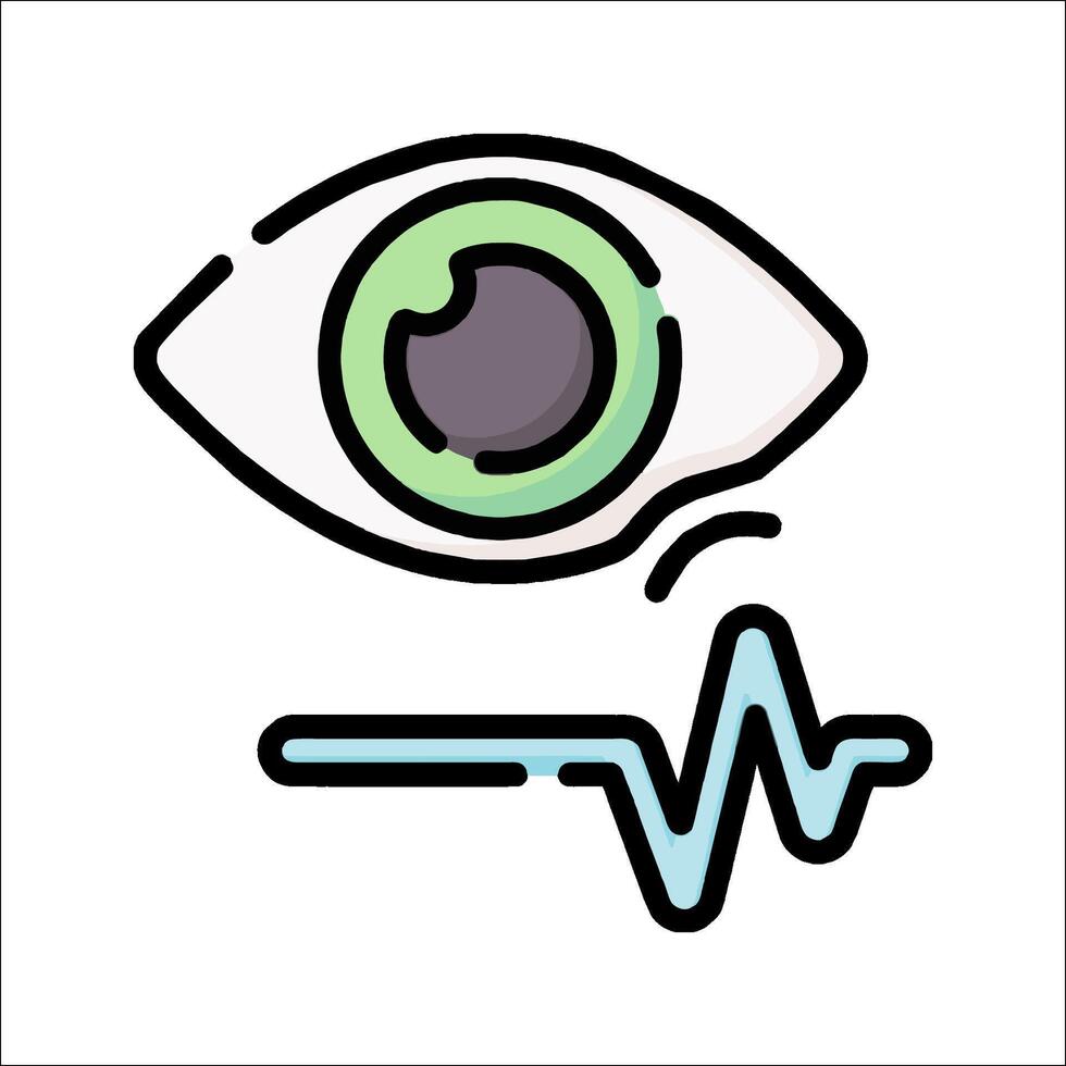An eye with a heartbeat line and a heartbeat icon vector