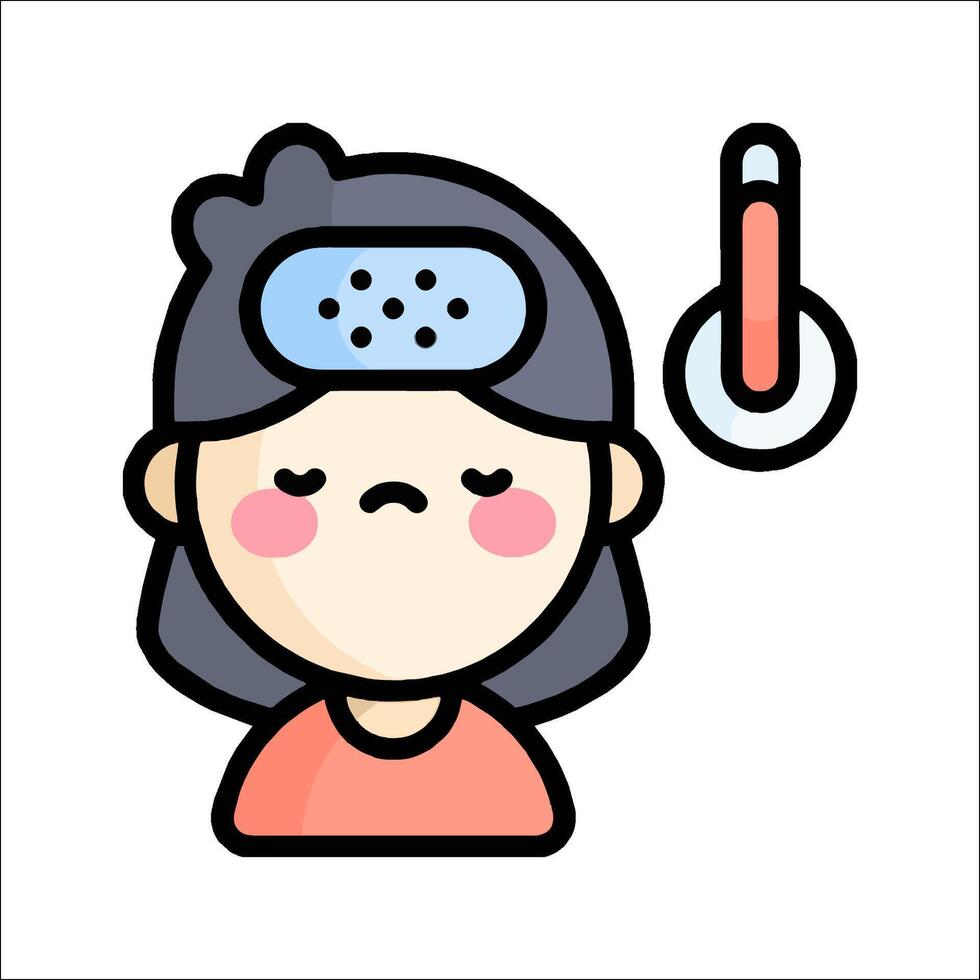 A girl with a thermometer in her hand vector