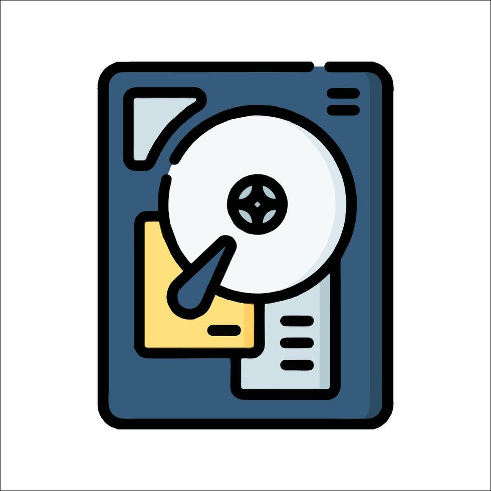A computer with a disk icon on it vector