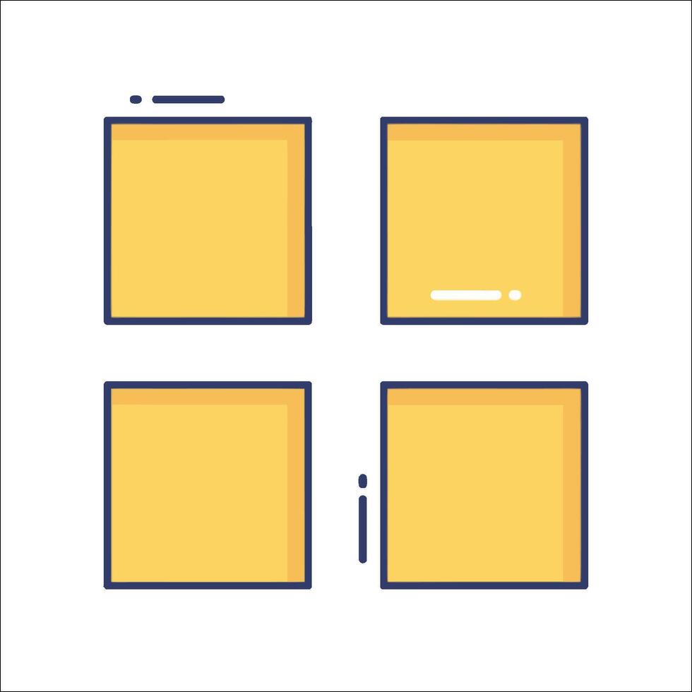 Four square boxes with different colors on them vector