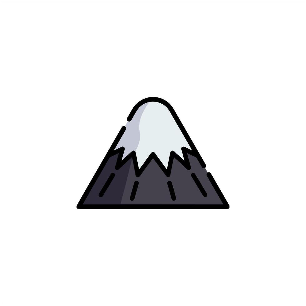 A mountain icon with a snow covered peak vector