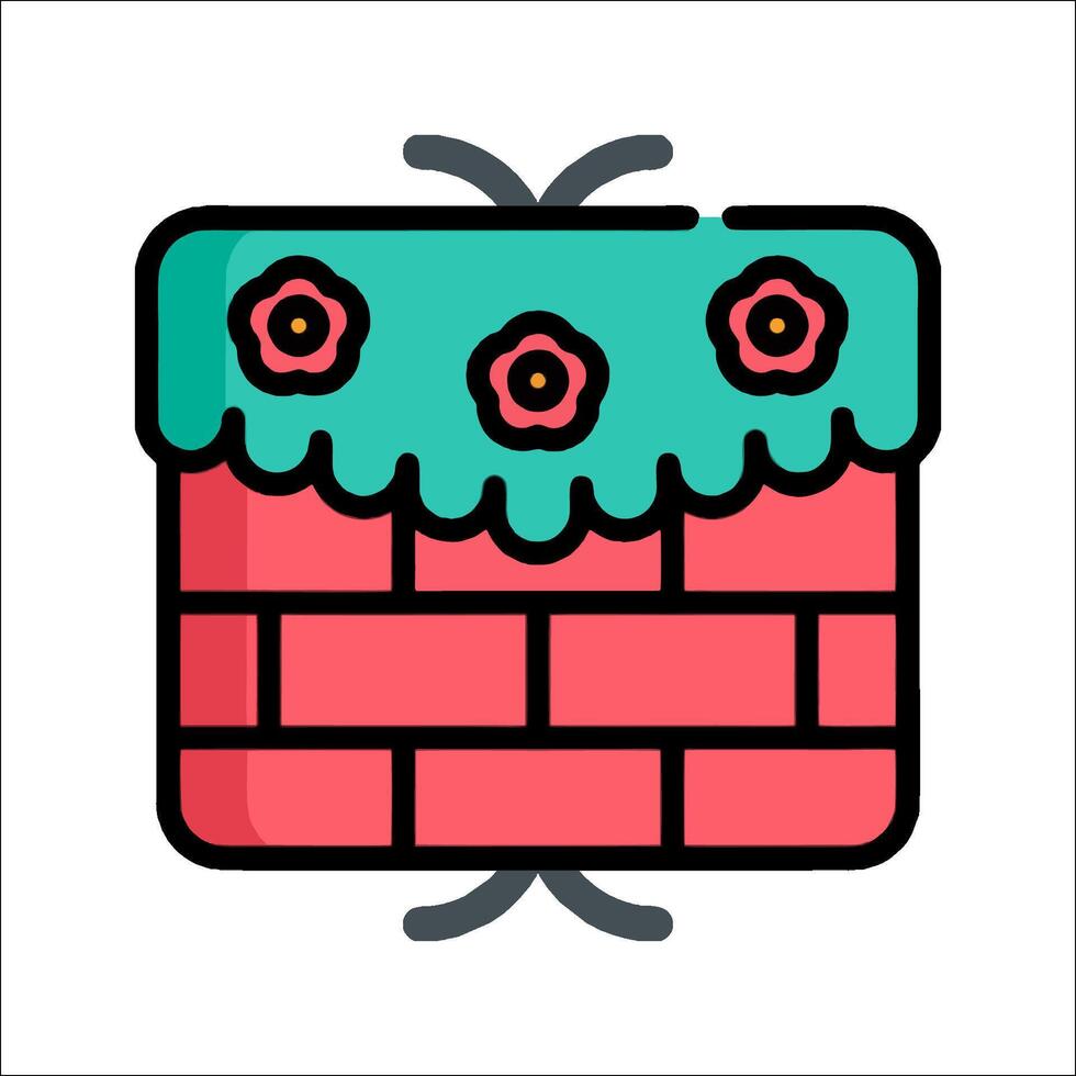 A cake icon with flowers on top vector