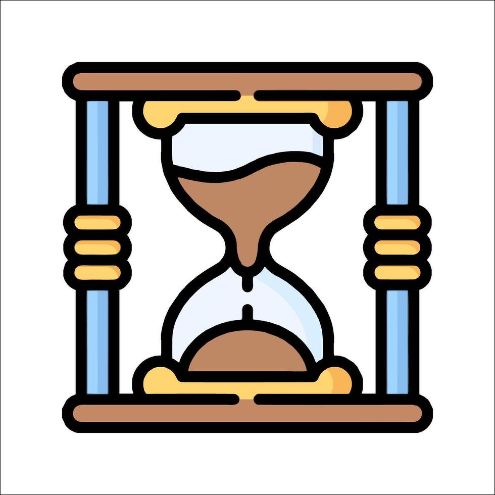 An hourglass icon with a hand holding it vector
