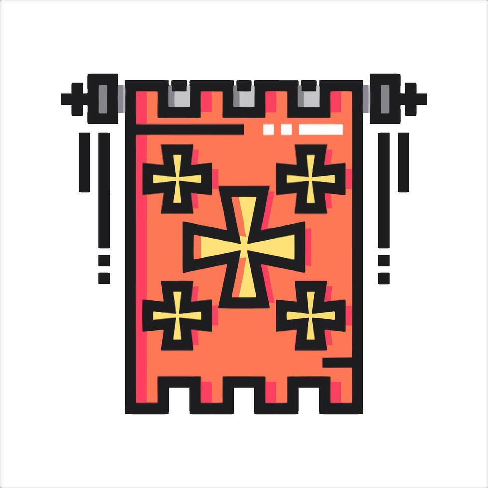 An illustration of a medieval cross on a red banner vector