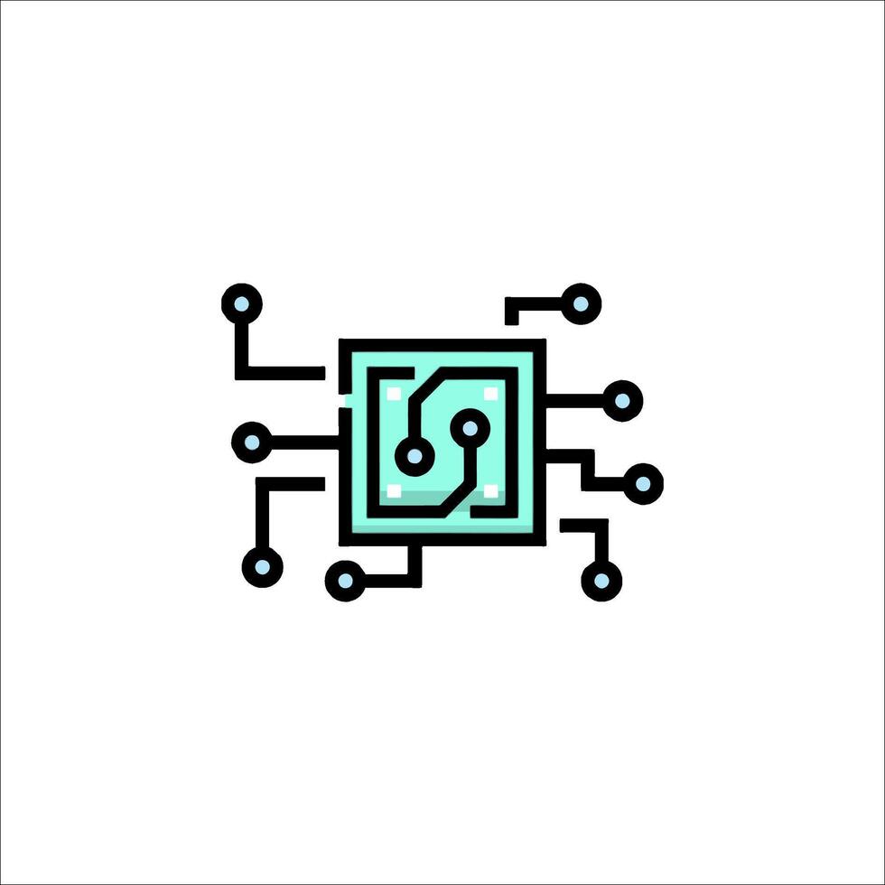 A computer chip icon on a white background vector