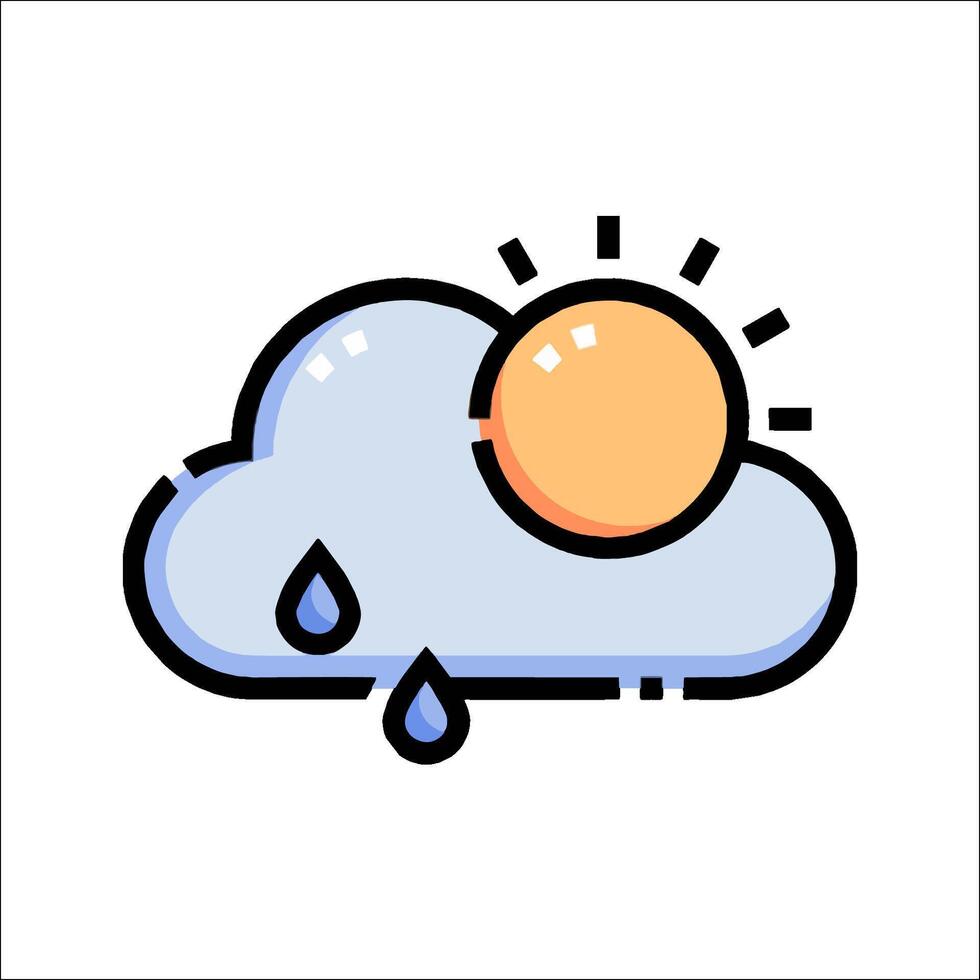 The sun is in the cloud and there is a drop of rain vector