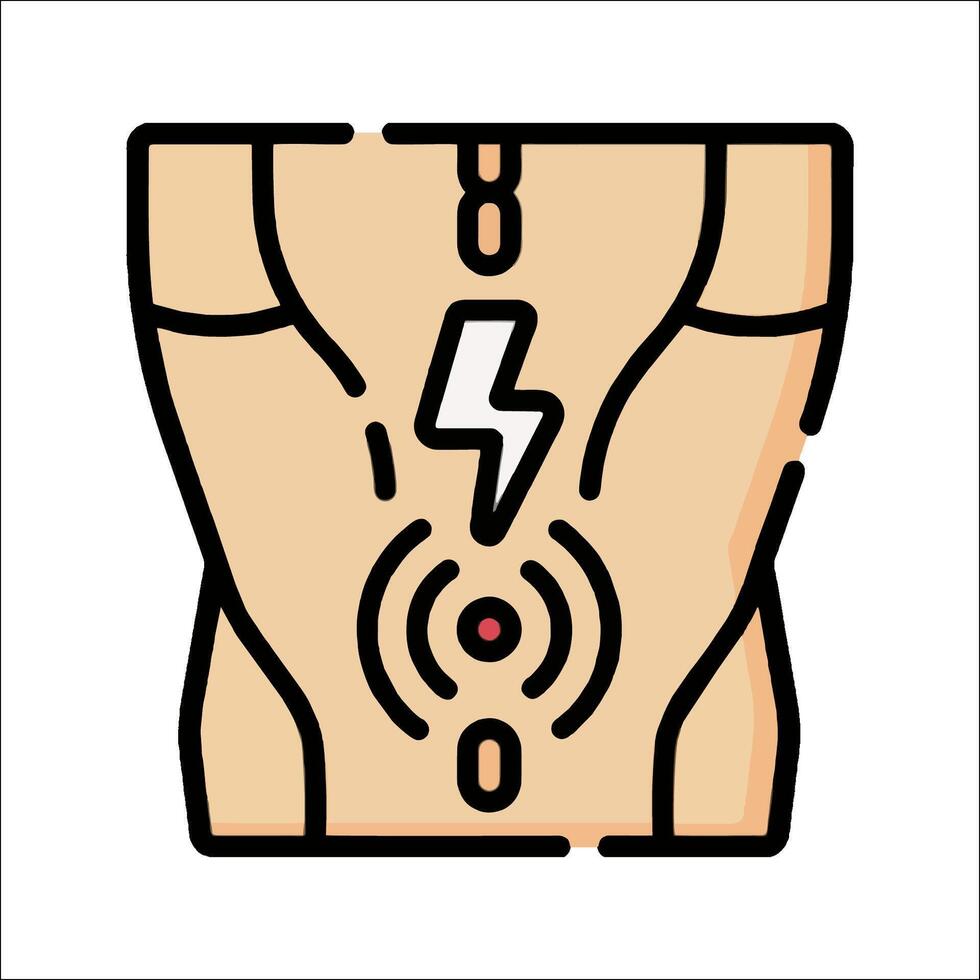 A cartoon illustration of a man's chest with a lightning bolt vector