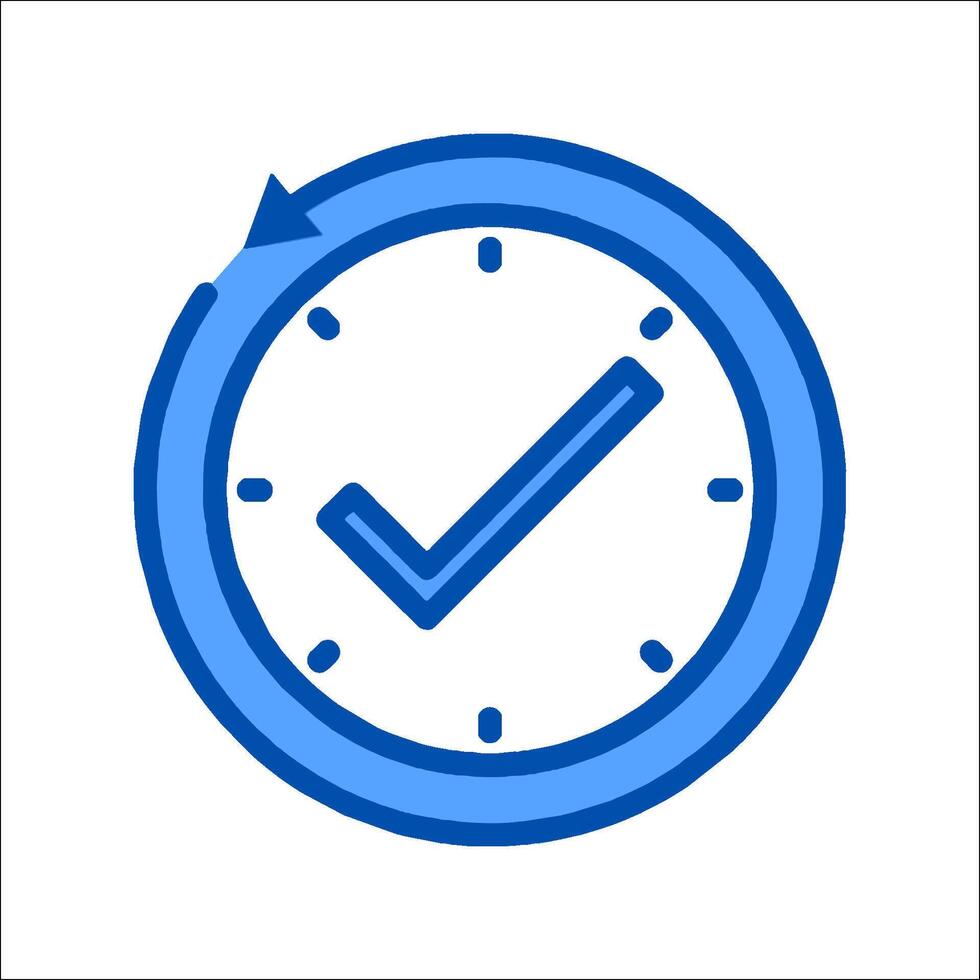 A clock icon with a tick and arrow vector