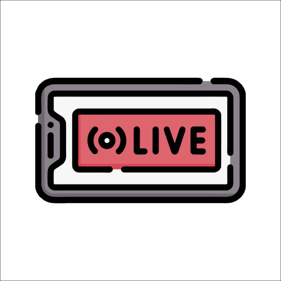 A live button with the word live on it vector