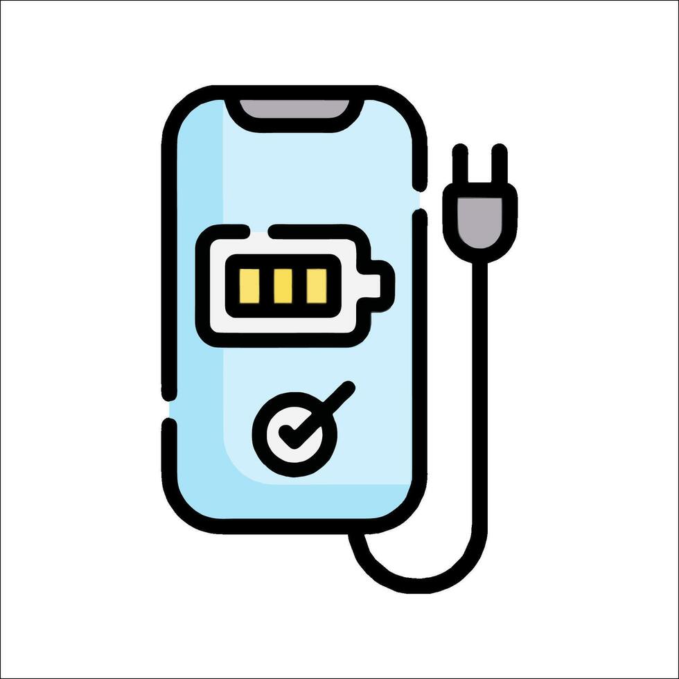 A phone with a charger and battery icon vector