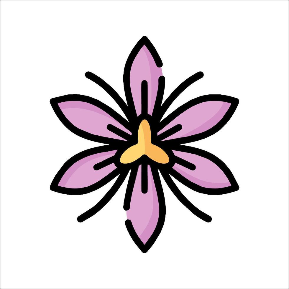 A purple flower with yellow petals on a white background vector