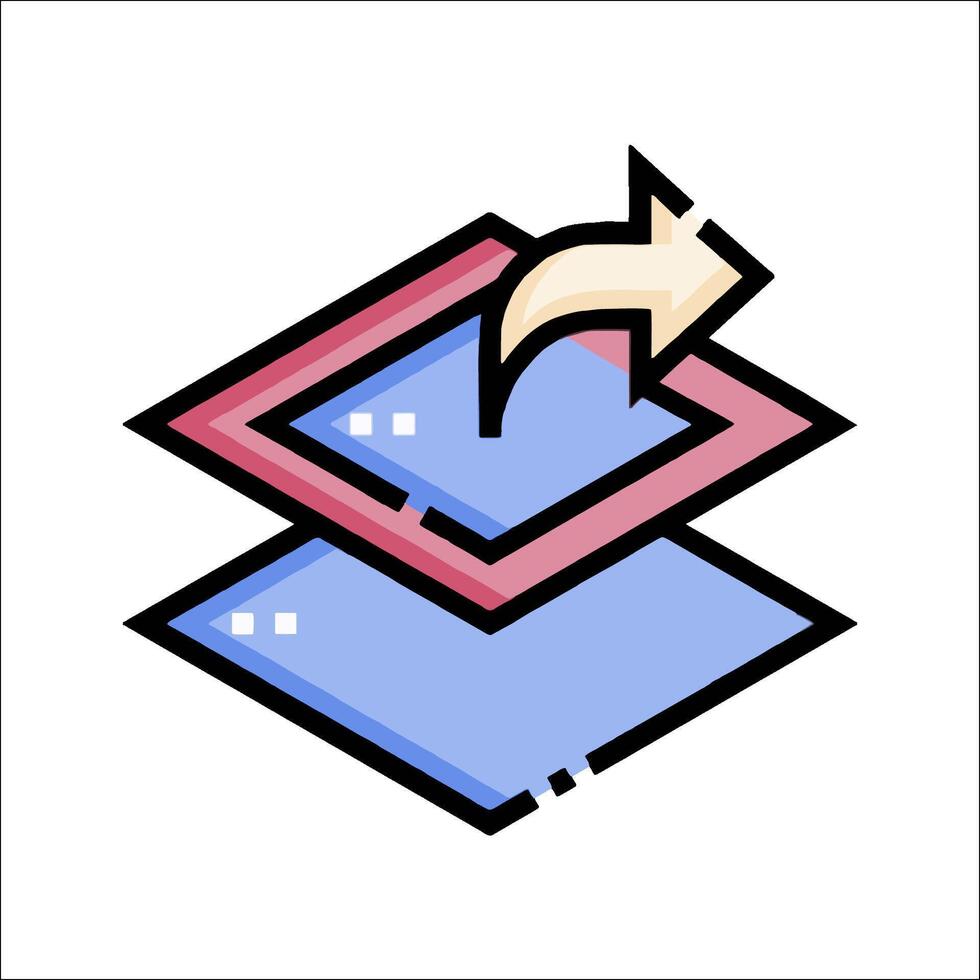 A blue box with a red arrow pointing to it vector