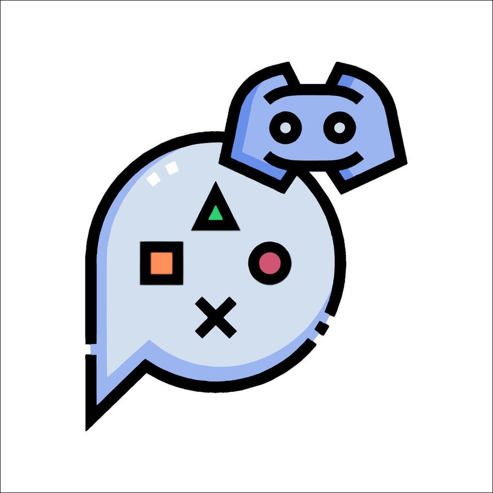 A blue and white speech bubble with a blue and white face vector