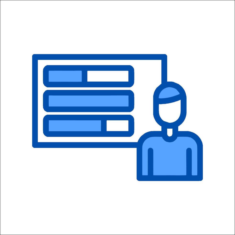 A person is standing in front of a computer screen vector