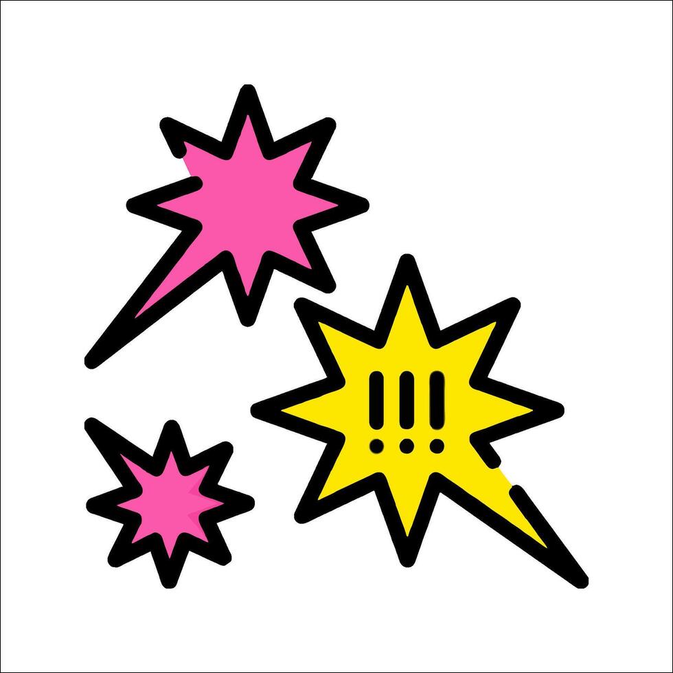 A cartoon starburst with a yellow and pink star vector