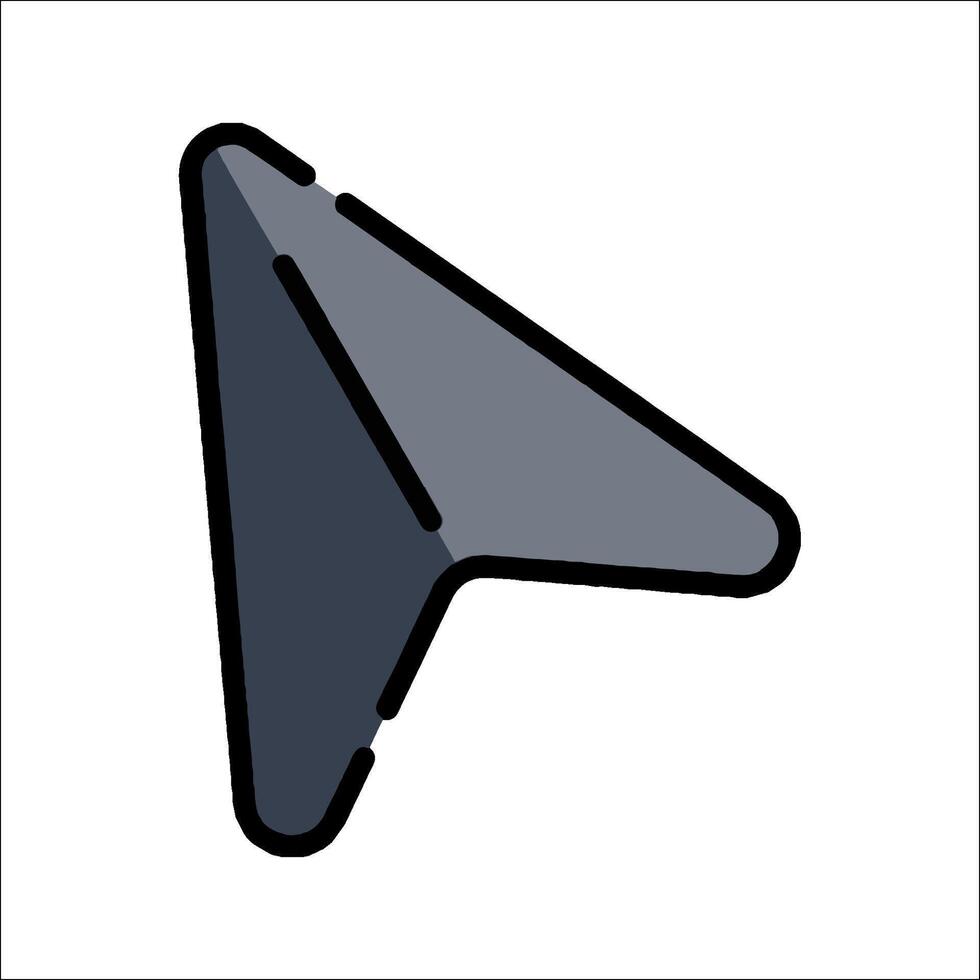 A black and gray arrow pointing down vector