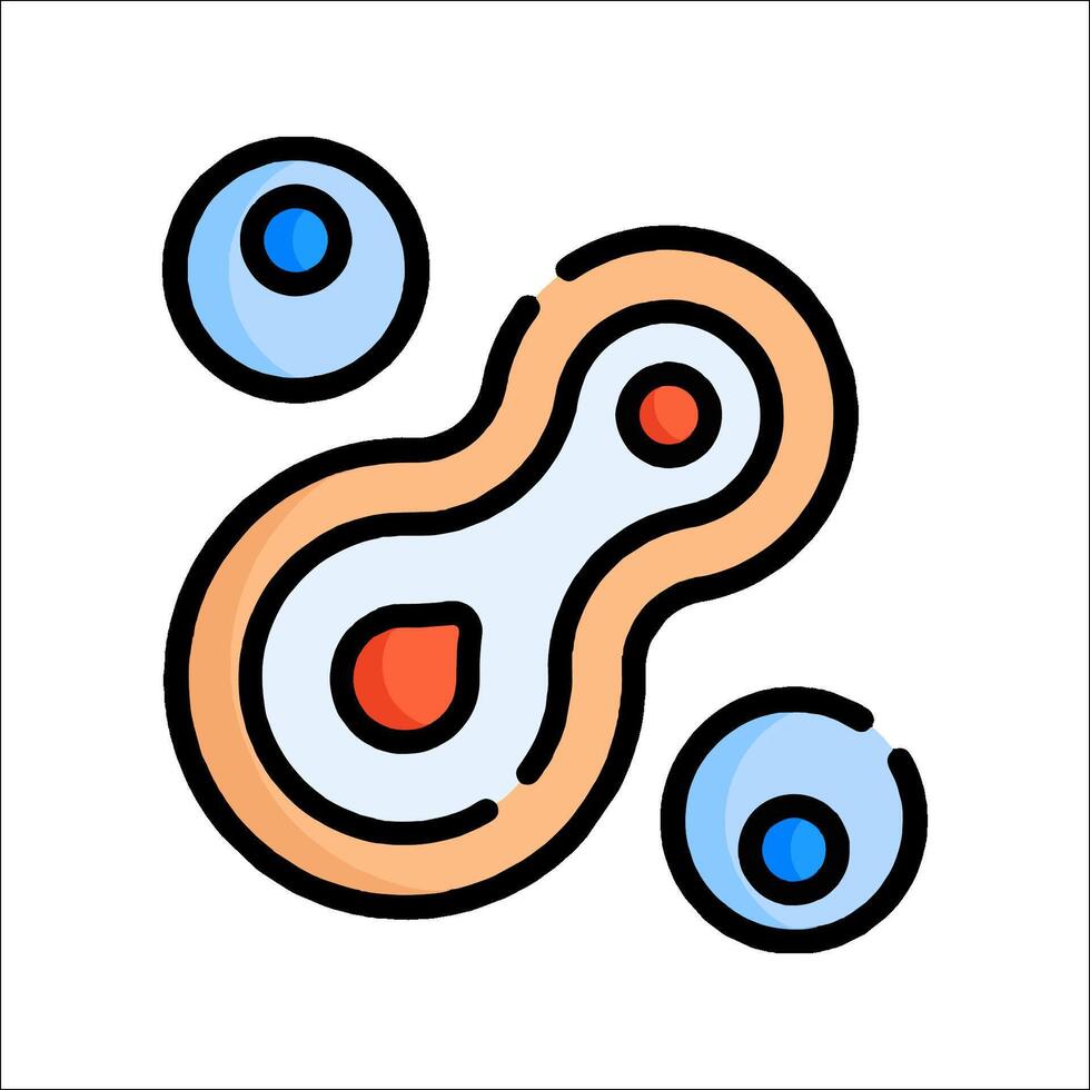 An illustration of a cell and two blue and red circles vector