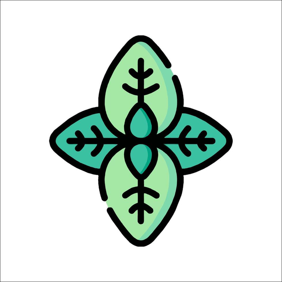 A green leaf icon with four leaves vector