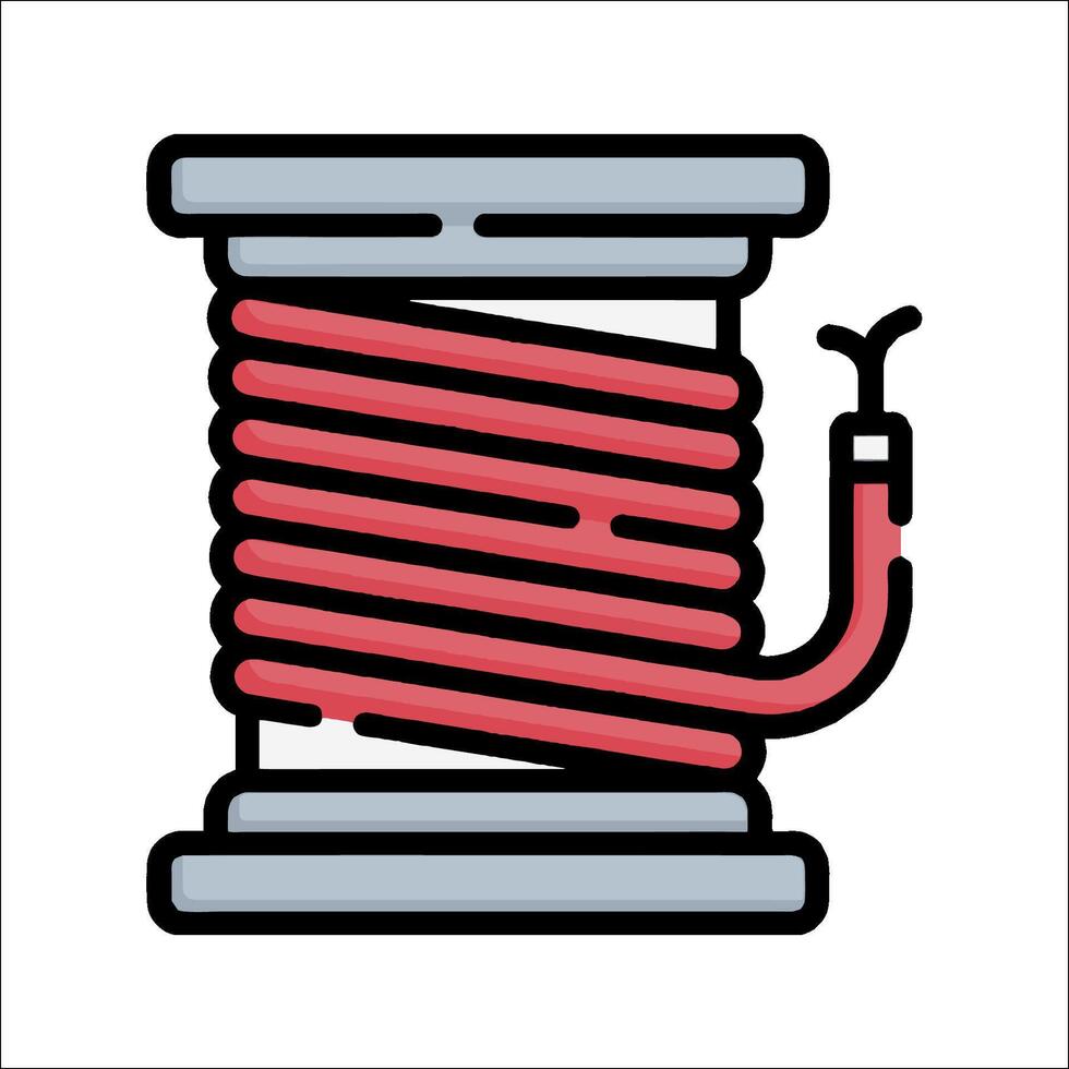 A spool of thread with a red cord vector