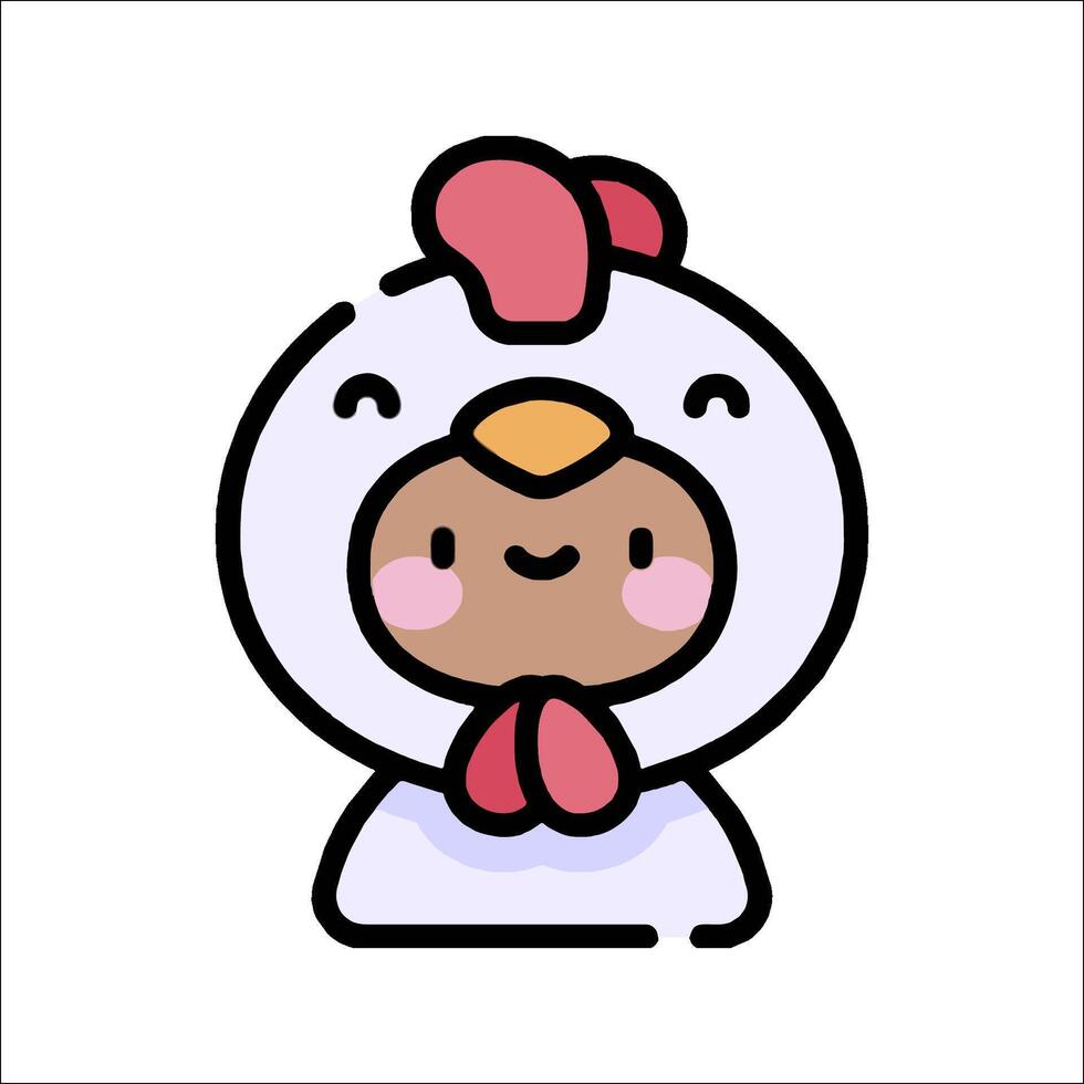 A cartoon chicken with a red head and a pink nose vector
