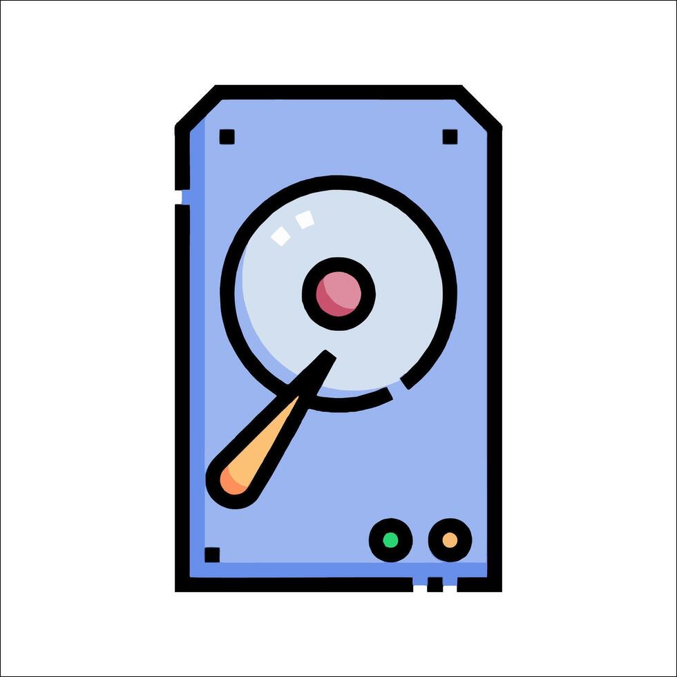 A computer with a disk icon on it vector