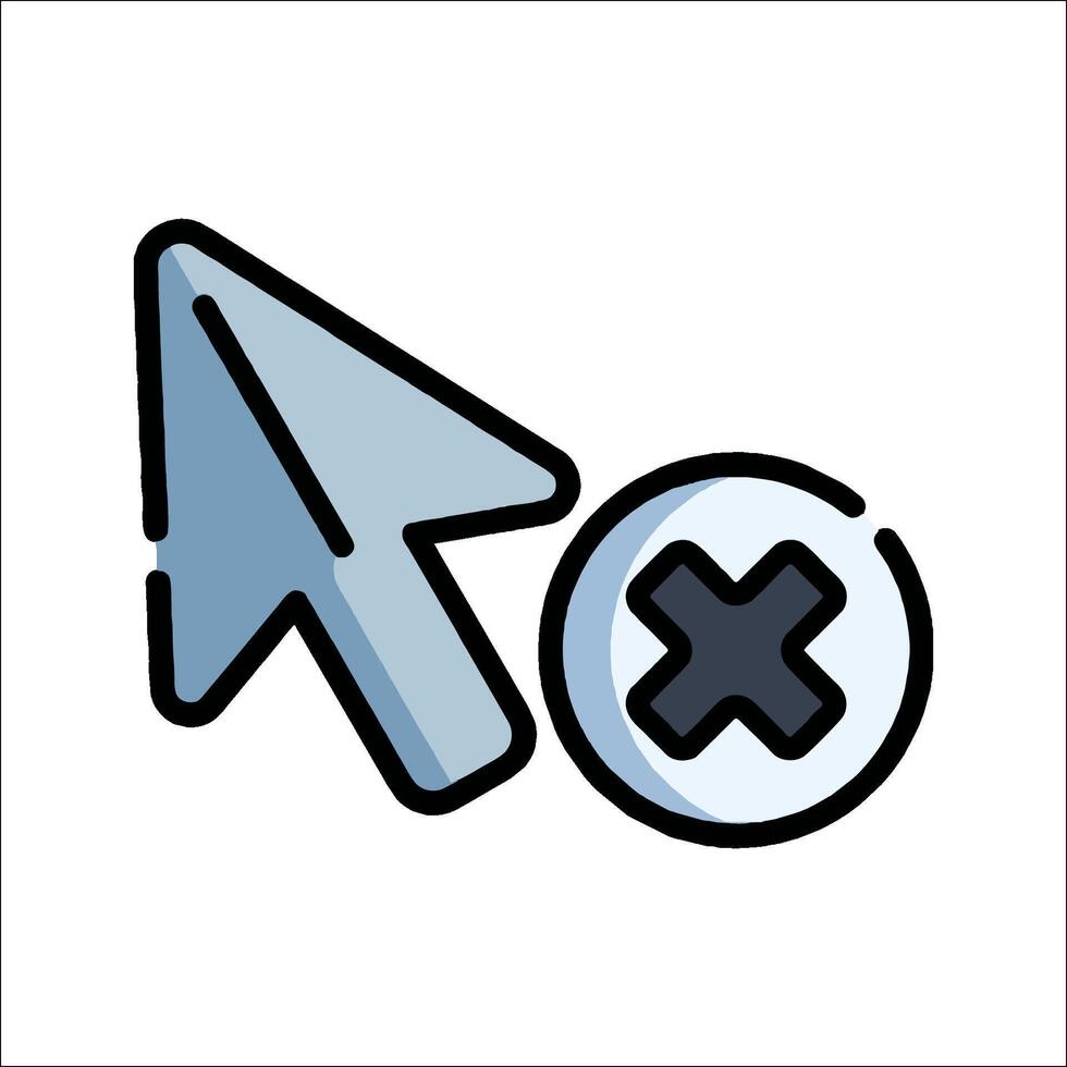 A mouse cursor and an x sign vector